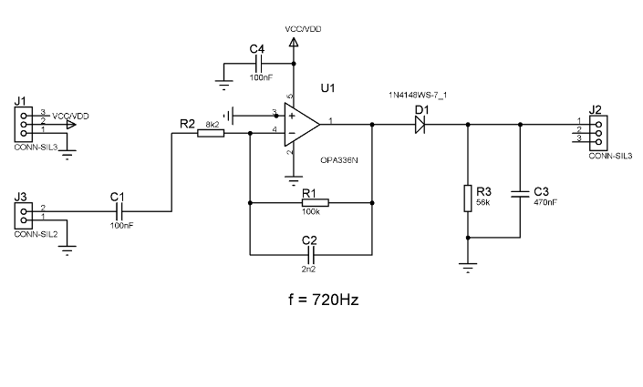electronic circuit envelope filter OPA336