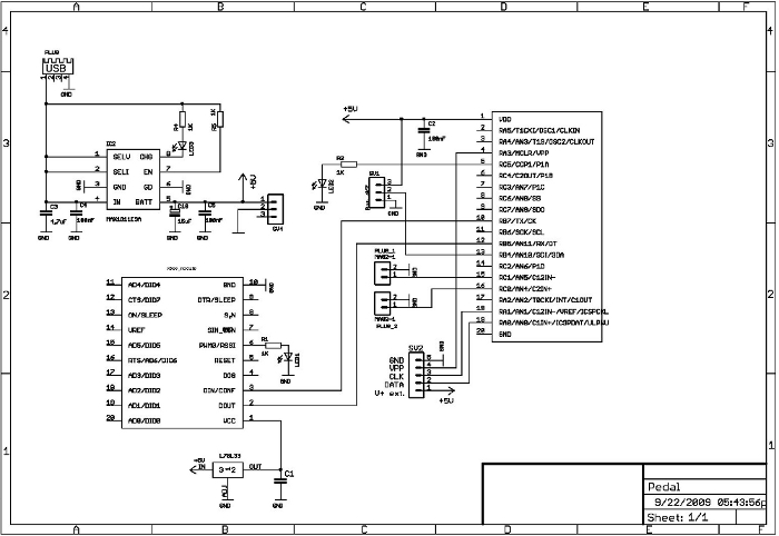 diagrama electónico:  Pedal inalámbrico de Martin Hug